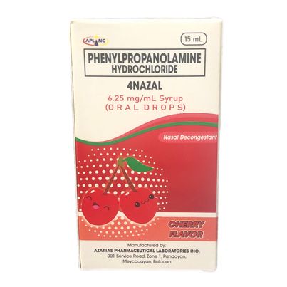 Phenylpropanolamine Hydrochloride (4Nazal) 6.25mg/ml Syrup (Oral Drops) 15ml