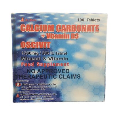 Calcium Carbonate + Vitamin D3 (Oscivit) 1250mcg/250 IU Tablet Mineral & Vitamin Food Susplement Tablet 100's