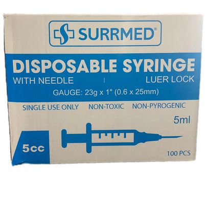 Disposable Syringe (Surrmed) With Needle 23g x 1 (0.6 x 25mm) 5ml 100's