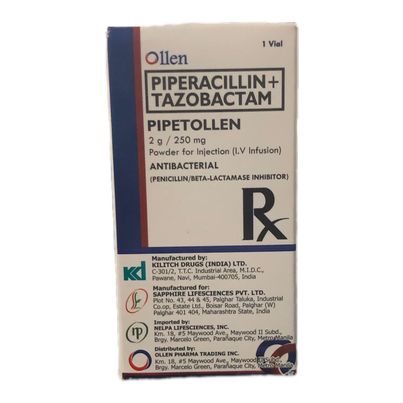 Piperacillin + Tazobactam (Pipetollen) 2g/250mg Powder For Injection (I.V Infusion) Vial 1's