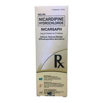 Nicardipine Hydrochloride (Nicarsaph) 1mg/ml Solution for IV Infusion 10 x Ampoules 1's