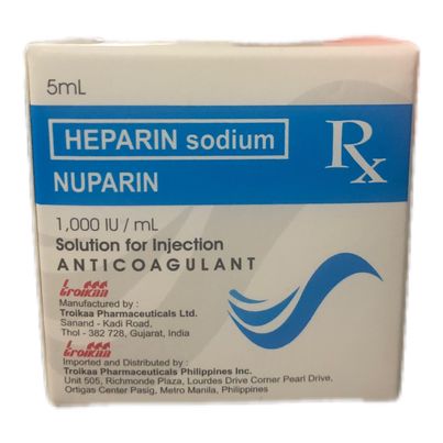 Heparin Sodium ( Nuparin) 1000 IU 5ml IV Vial 1's – Bambang ...