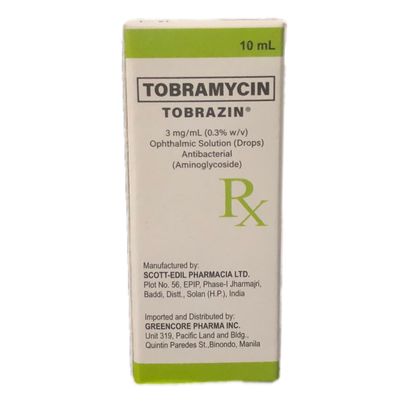 Tobramycin (Tobrazin) 3mg/ml (0.3% w/v) Opthalmic Solution Drops 10ml