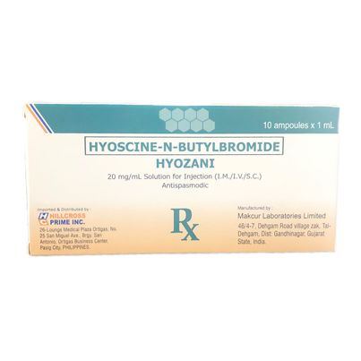 Hyoscine N Butylbromide (Hyozani) 20mg/ml Solution For Injection (I.M/I.V/S.C) Antispasmodic 1ml x Ampoules 10's