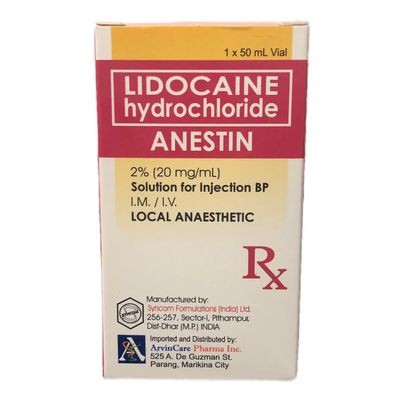 Lidocaine Hydrochloride (Anestin) 2% 20mg/ml Solution for Injection BP I.M/I.V Local