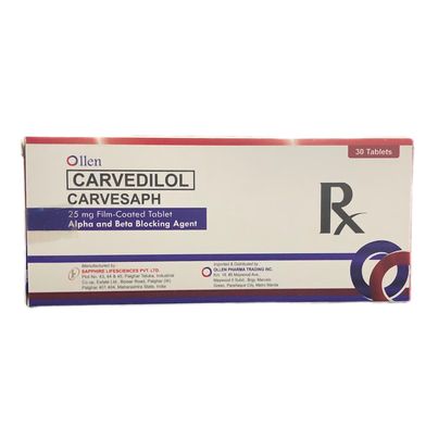 Carvedilol (Carvesaph) 25mg Film Coated Tablet 30's