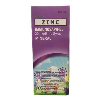 Zinc (Immunosaph-55) 20mg/5ml Syrup Mineral 60ml