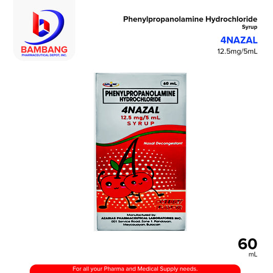 4NAZAL Phenylpropanolamine Hydrochloride 12.5 mg/5 ml Syrup 60ml