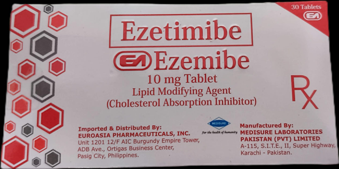 EZEMIBE Ezetimibe 10mg Tablet Lipid Modifying Agent Tablet 30's