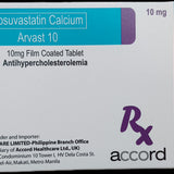 ARVAST 10 Rosuvastatin Calcium 10mg Film Coated Tablet 30's