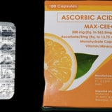 MAX-CEE+ Ascorbic Acid + Zinc 500mg Capsule 100's