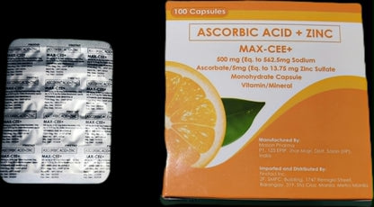 MAX-CEE+ Ascorbic Acid + Zinc 500mg Capsule 100's