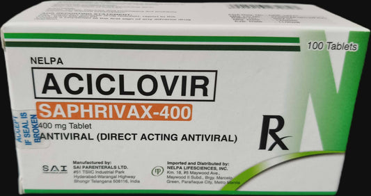 SAPHRIVAX-400 ACICLOVIR Anti Viral Direct Acting 400 mg Tablet 100's