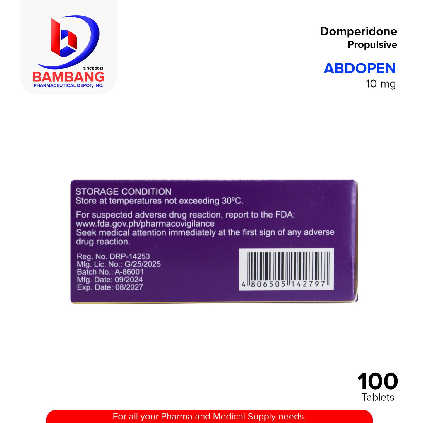 ABDOPEN Domperidone Propulsive 10mg Film Coated Tablet 100's