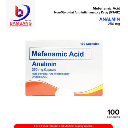 ANALMIN Mefenamic Acid 250 mg Non Steroidal Anti Inflammatory Drug NSAID Capsule 100's