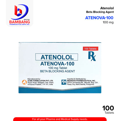 ATENOVA-1000 Atenolol Beta Blocking Agent 100mg Tablet 100's