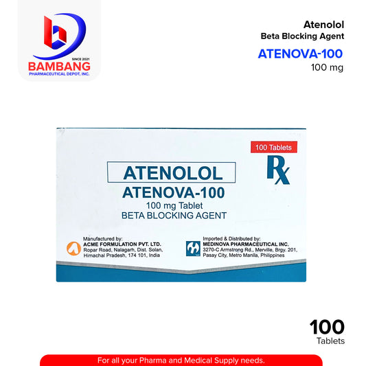ATENOVA-1000 Atenolol Beta Blocking Agent 100mg Tablet 100's