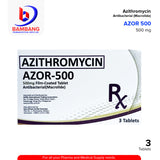 AZOR Azithromycin 500mg Film Coated Antibacterial Macrolide 3's