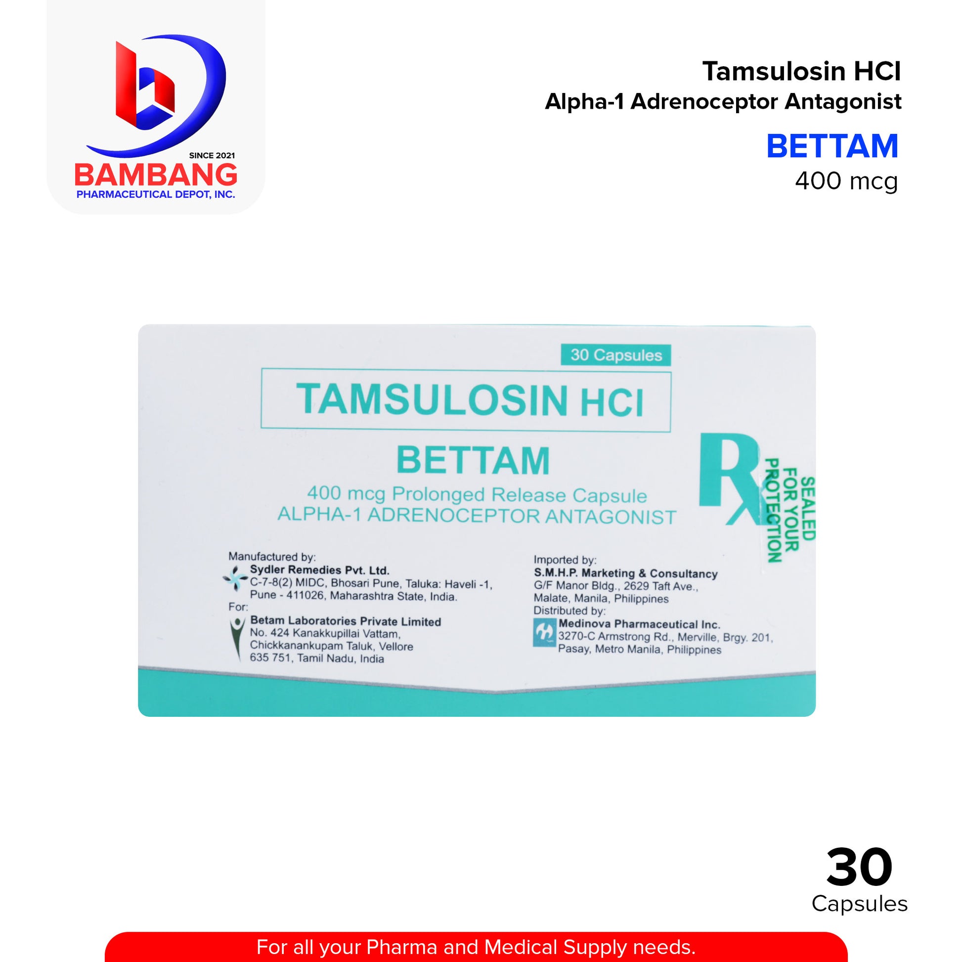 BETTAM Tamsulosin HCI 400mcg Prolonged Release Capsule 30's