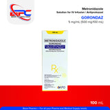GORONDAZ Metronidazole Solution for IV Infusion | Antiprotozoal Nitroimidazole Derivative 5 mg/mL (500 mg/100 mL)