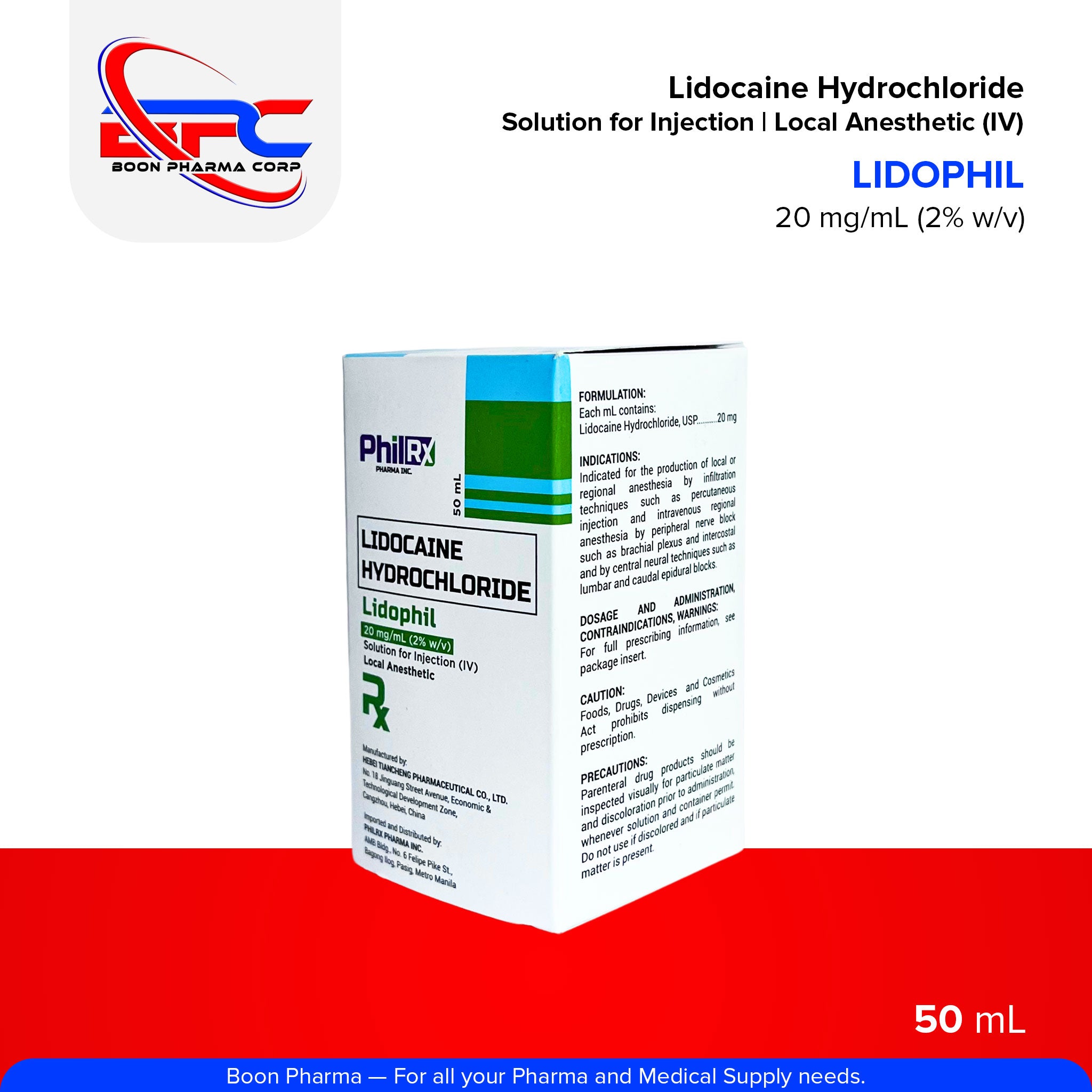 LIDOPHIL Lidocaine Hydrochloride Solution for Injection Local Anesthet ...