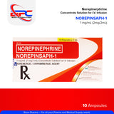 NOREPINSAPH-1 Norepinephrine 1mg/mL (2mg/2ml) Concentrate Solution for I.V. Infusion Adrenergic / Dopaminergic Agent 10 Ampoules