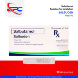 SALBUDEN Salbutamol 1mg / mL Solution for Inhalation Selective beta-2-adrenoreceptor agonist 10 Ampoules x 2.5mL
