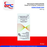 VANCOSAR 500 Vancomycin Hydrochloride Powder for IV Injection Antibacterial 500mg 1 Vial