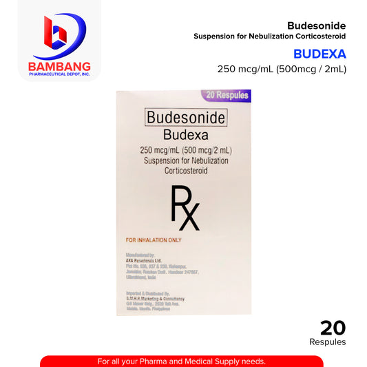 BUDEXA Budesonide 250mcg/ml 500mcg/2ml Suspension for Nebulization Corticosteroid Respules 20's