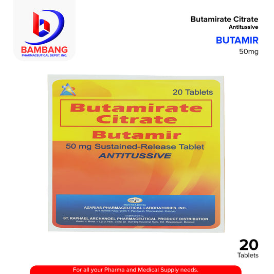 BUTAMIR Butamirate Citrate 50mg Sustained Release Tablet 20's