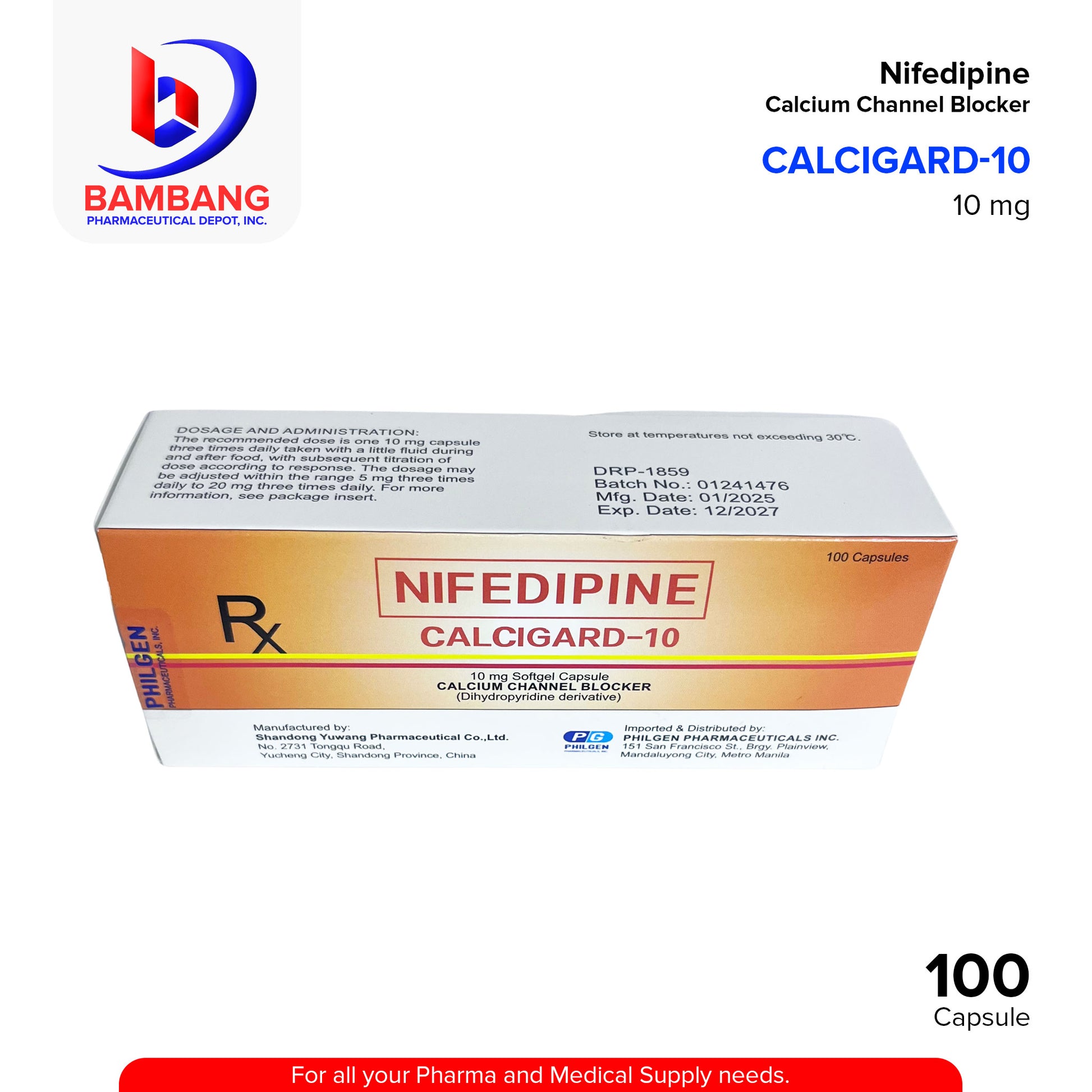 CALCIGARD Nifedipine 10mg Softgel Capsule 100's