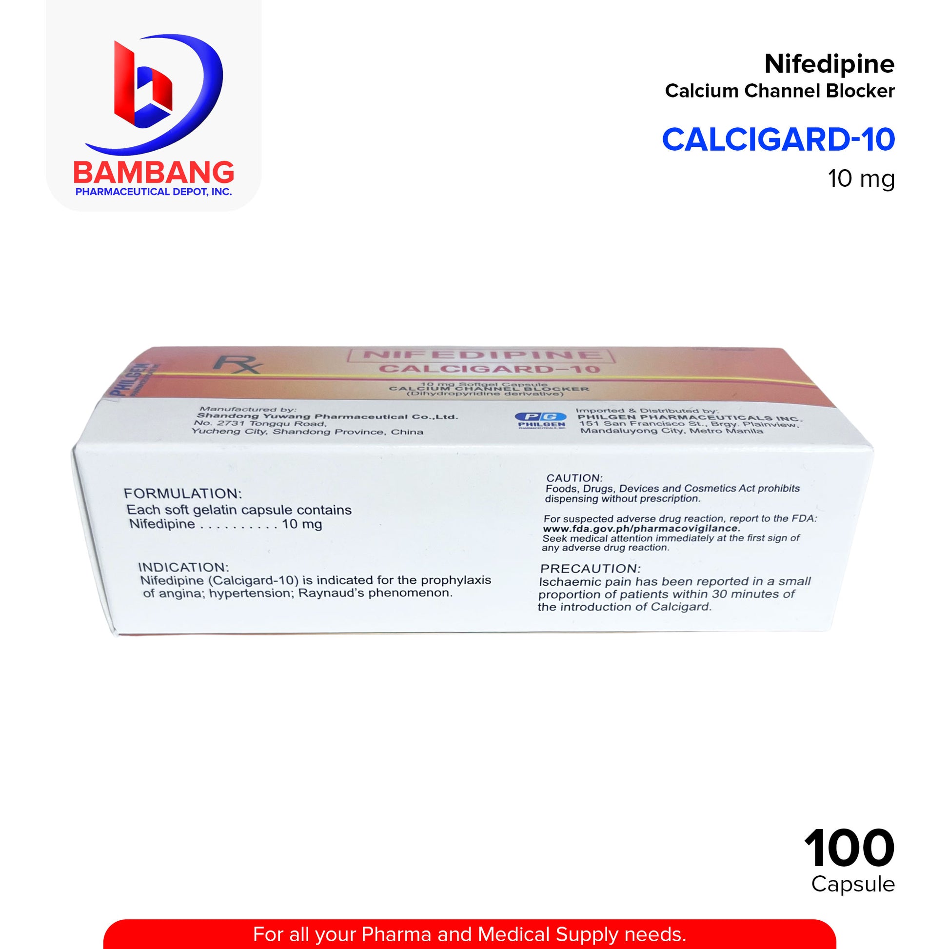 CALCIGARD Nifedipine 10mg Softgel Capsule 100's