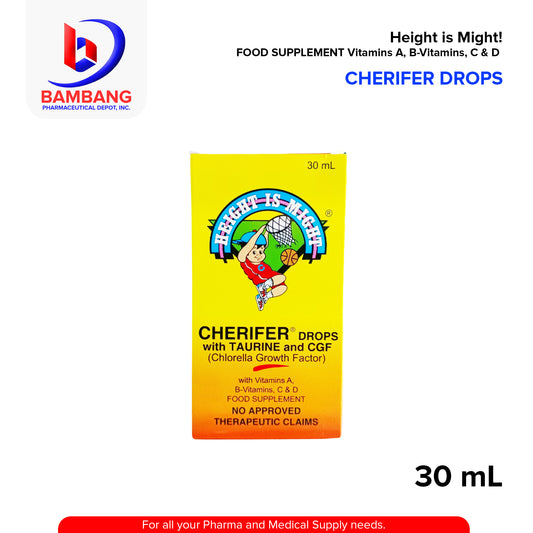 CHERIFER DROPS Height is Might! FOOD SUPPLEMENT Vitamins A, B-Vitamins, C & D 30 mL