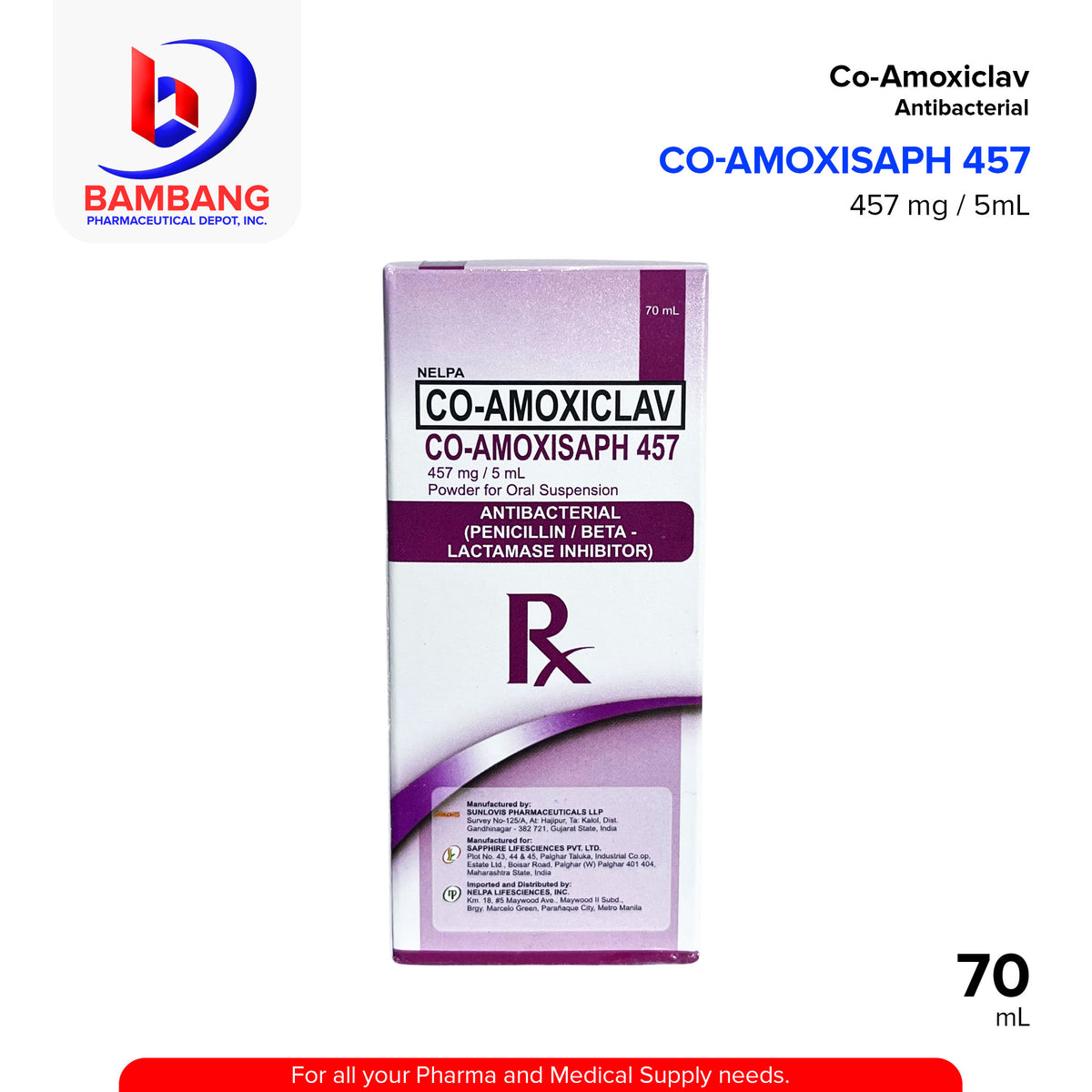 CO AMOMISAPH 457 Co Amoxiclav Antibacterial 457mg/5ml Powder For Oral ...