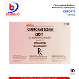 CEFOPTI Cefuroxime Sodium 750mg Powder for Injection (I.M/I.V) Antibacterial Vials 10's
