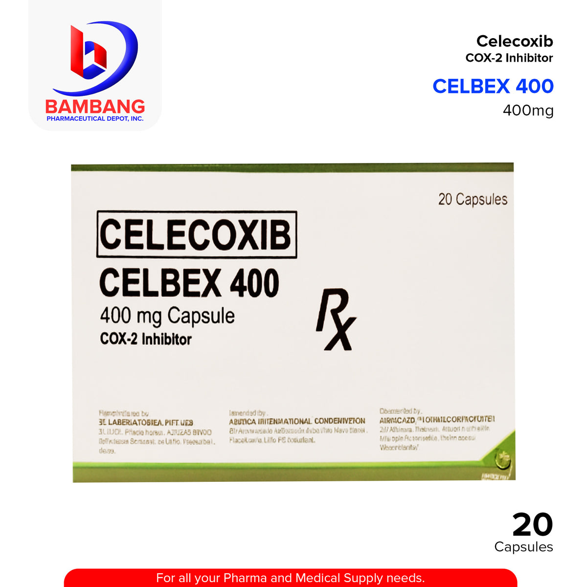 CELBEX 400 Celecoxib 400mg Capsule 20's – Bambang Pharmaceutical Depot Inc.