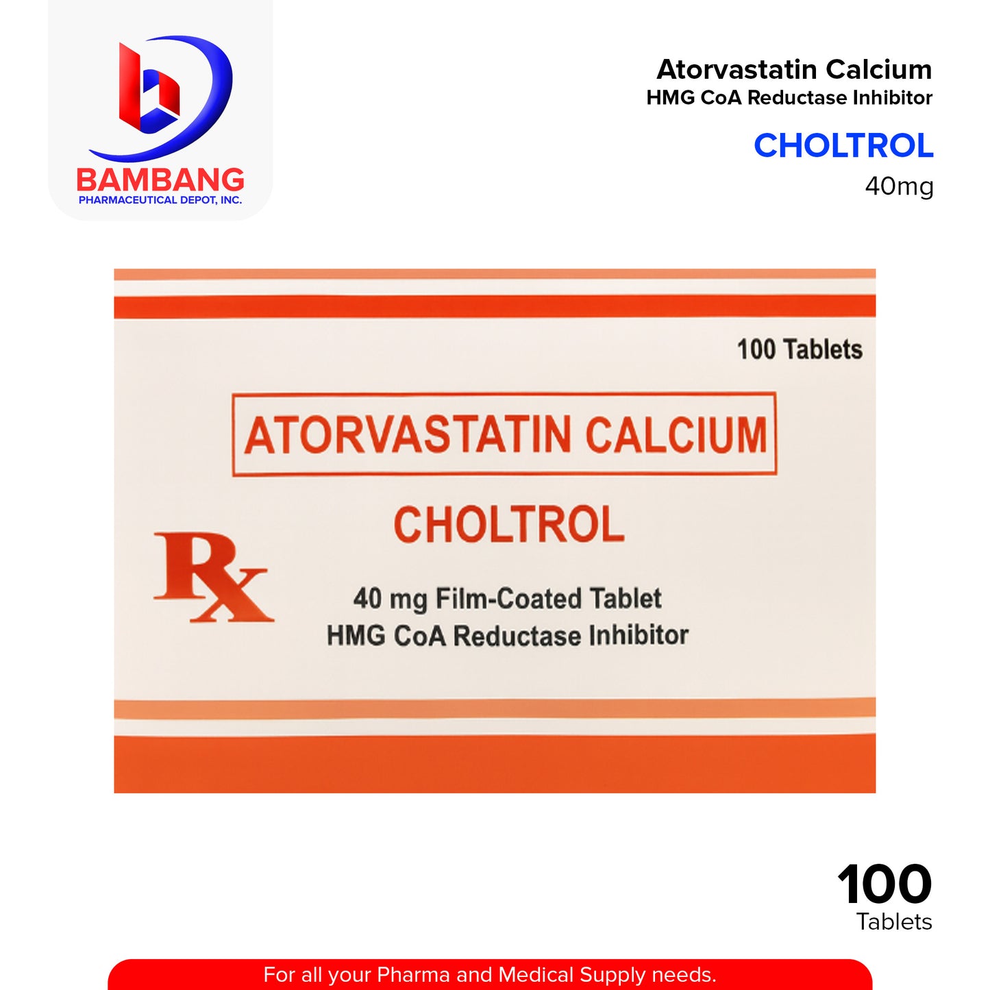 CHOLTROL Atorvastatin Calcium 40mg Film Coated Tablet 100's