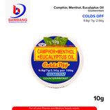 COLDS OFF Camphor + Menthol + Eucalyptus Oil 9.8g/7g/2.56g/ per 100g 10g Pieces 1's