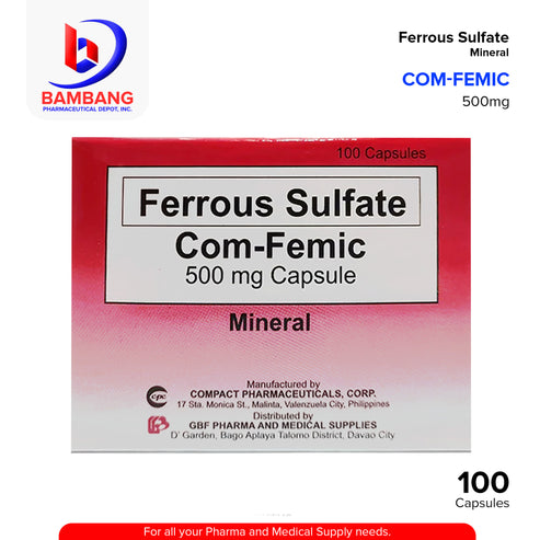 COM-FEMIC Ferrous Sulfate 500mg Capsule 100's – Bambang Pharmaceutical ...
