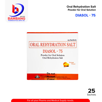 DIASOL 75 Oral Rehydration Salt Powder for Oral Solution Sachet Orange Flavor 25's