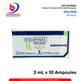 Diclofenac (Diflosid) 25mg/ml Solution For Injection 3ml x Ampoules 10's