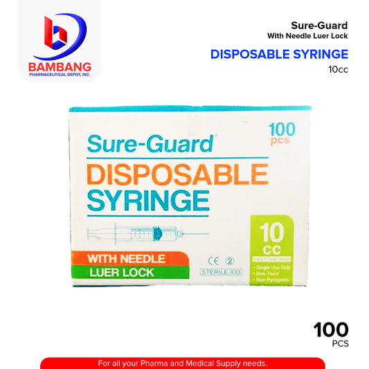 SURE GUARD Disposable Syringe 23g x 1 (0.6 x 25mm) 10CC 100's