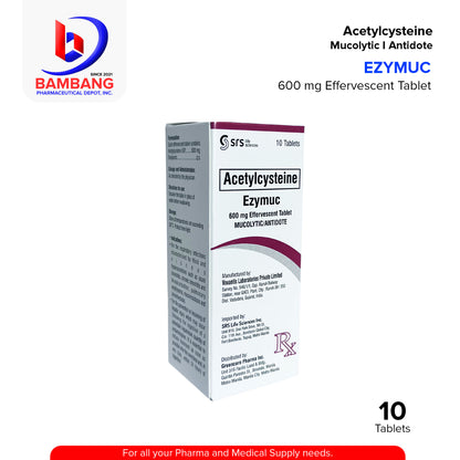 EZYMUC Acetylcysteine 600mg Effervescent Tablet 10's