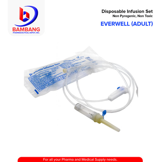 Disposable Infusion Set (Everwell) Non Pyrogenic, Non Toxic (Adult)