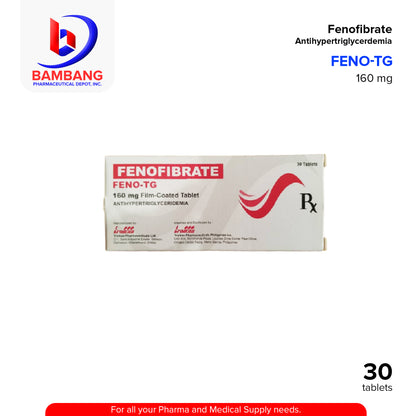 Box of Fenofibrate tablets with Bambang Pharmaceutical logo on a white background