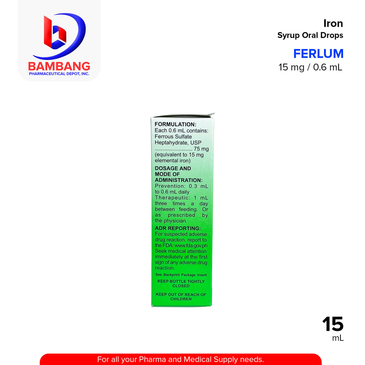 FERLUM Iron Mineral Syrup Oral Drops 15 mg / 0.6 mL 15mL – Bambang ...