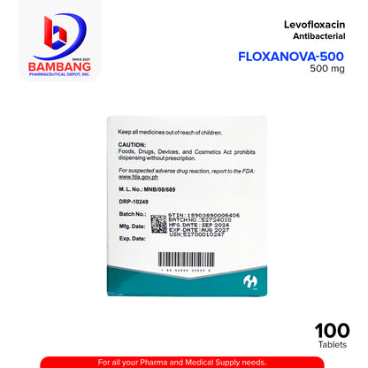 FLOXANOVA-500 Levofloxacin Antibacterial Film Coated Tablet 500 mg Tablet 100's