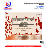 FEFOSAPH Dried Ferous Sulfate + Folic Acid 300mg/250mcg Film Coated Tablet Tablet 100's