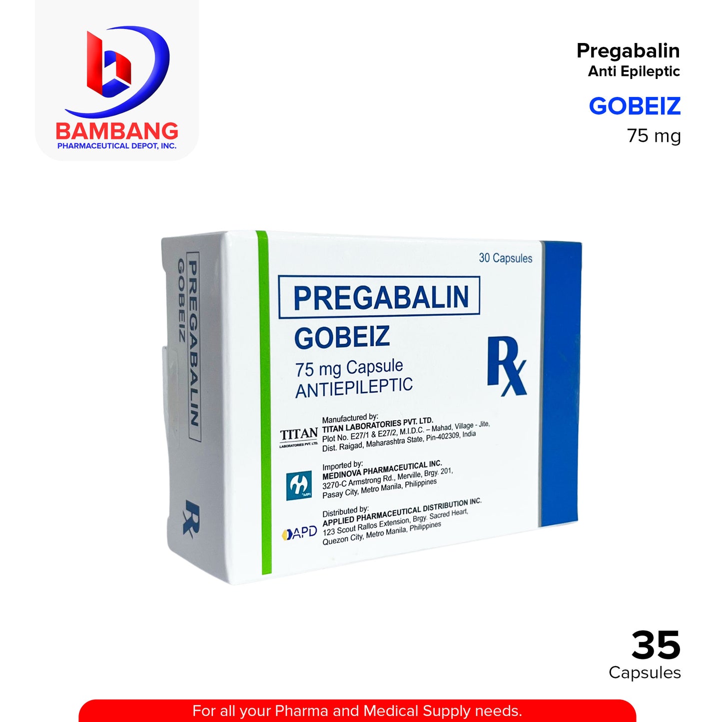 GOBEIZ Pregabalin Anti Epileptic 75 mg Capsule 30's