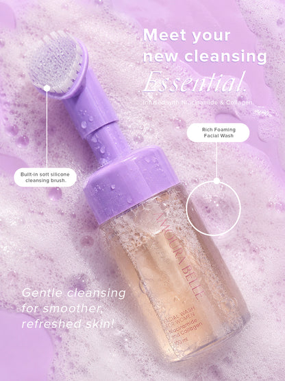 AMOURA BELLE Niacinamide & Collagen Facial Wash for Women 100ml – Gentle Hydrating Brightening Clean